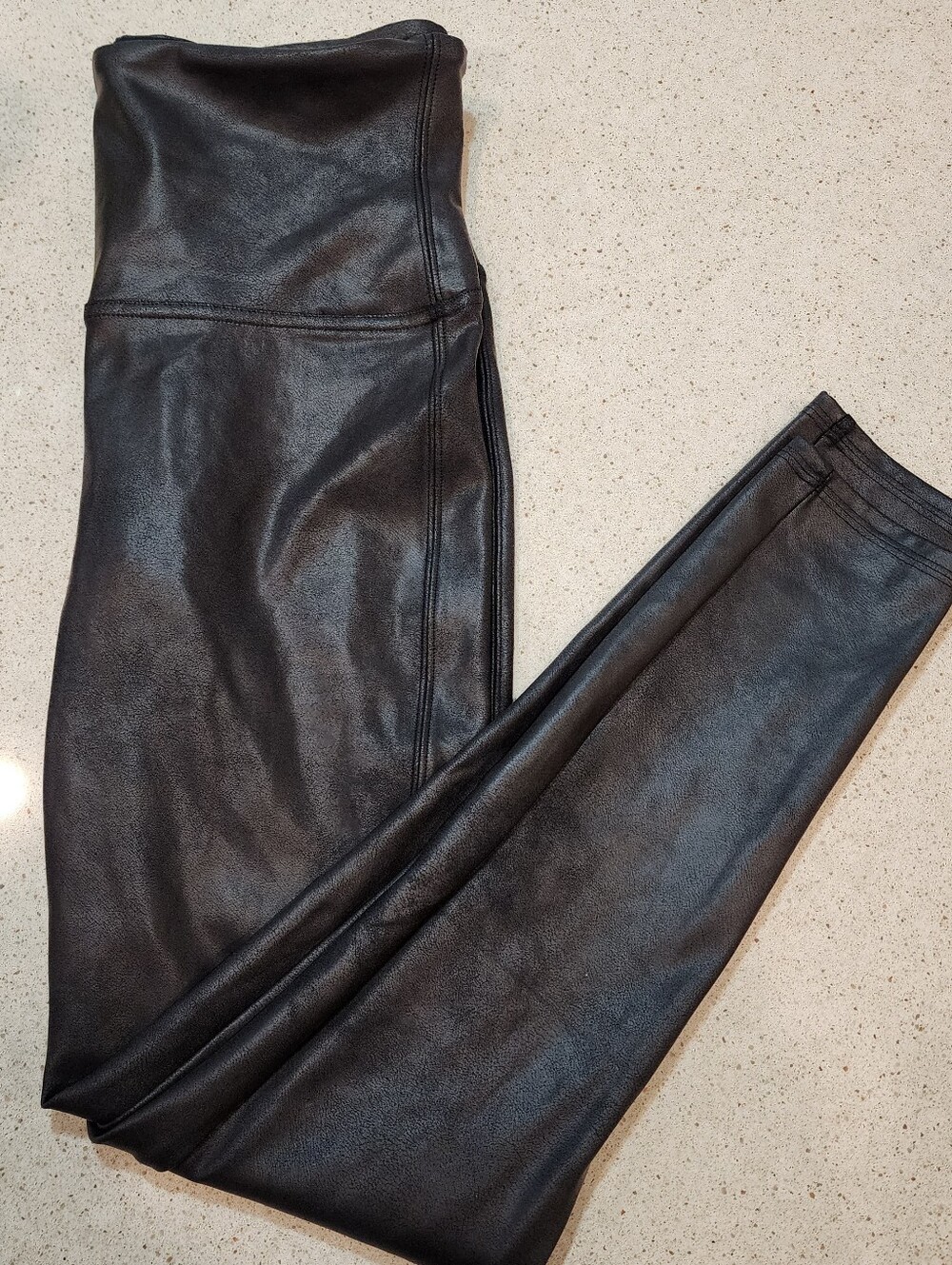 Spanx Faux Leather Leggings, High-Waisted Shapewear Pants, Black Large